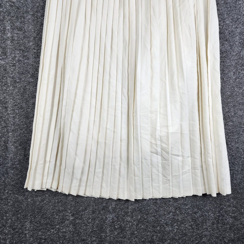Massimo Dutti Pleated Skirt Women Size 8 Cream Accordion Midi NWT Marks - Picture 3 of 13